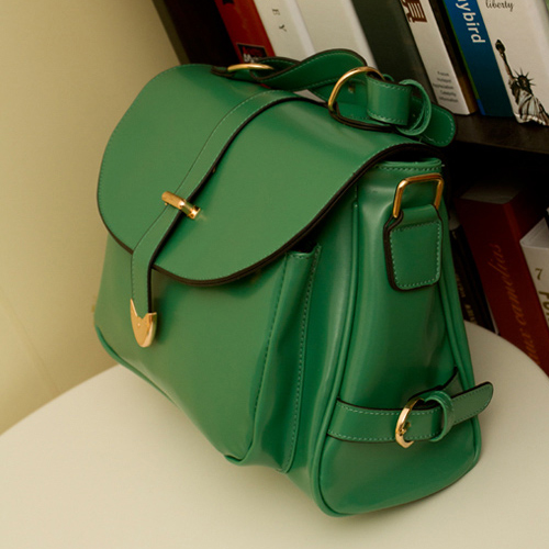 Fashion Solid Hasp Green Leather Messenger&Crossbody_Messenger