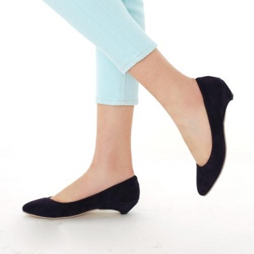 Fashion Simple Round Closed Toe Black Suede Flats_Flats_Shoes ...