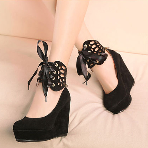 black wedge heels with ankle strap wiht bow black wedge heels with ankle strap wiht bow