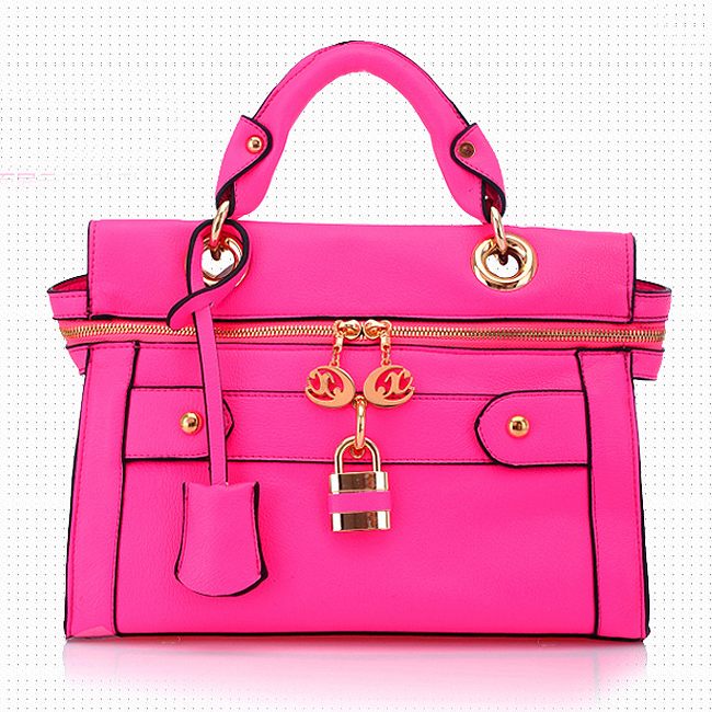 Brilliant Hasp Design Solid Rose Leather Messenger&Crossbody_Messenger