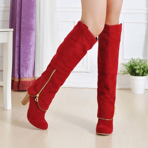 red suede thigh high boots