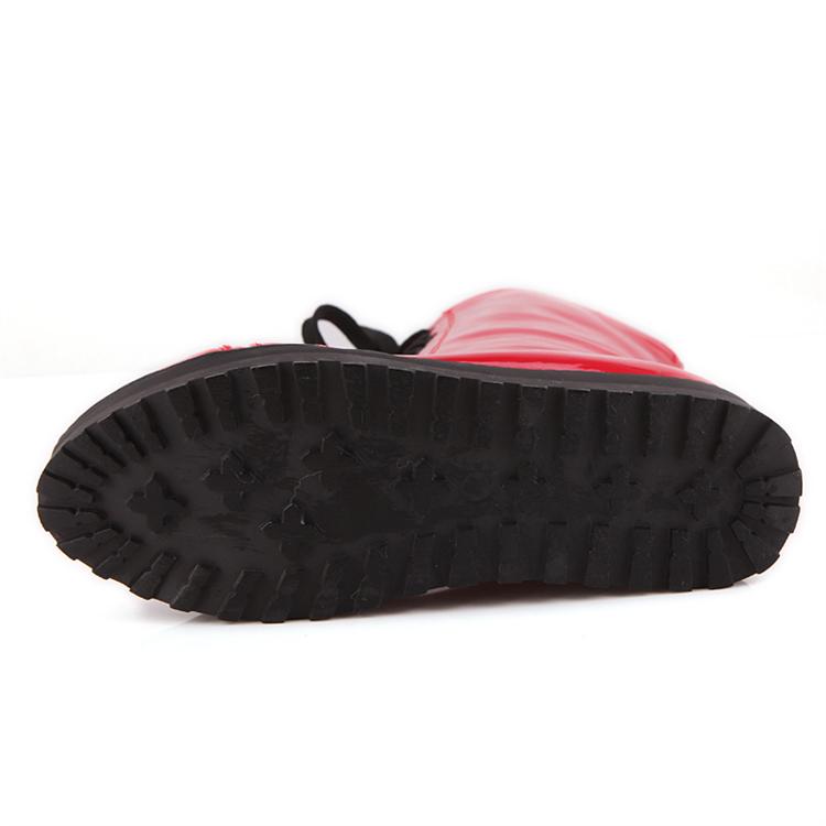 red patent flat boots