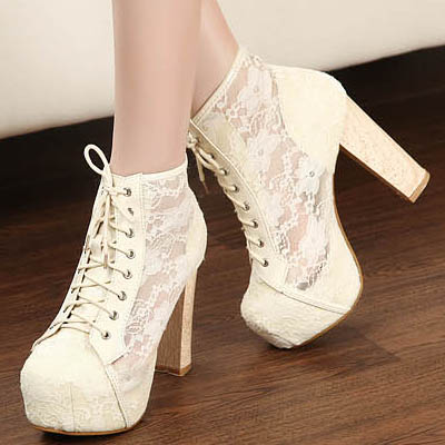 rosy apricot lace front ankle boot