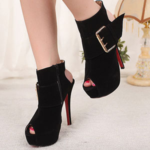 Fashion Buckle Straps Stiletto High Heels Black PU Slingbacks Sandals ...
