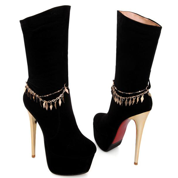 boots with embellished heels