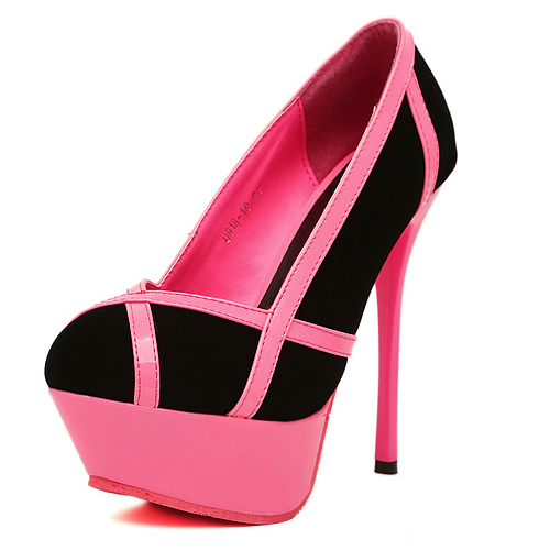 red closed toe pumps