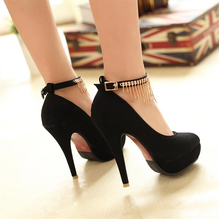 closed toe thick heels with ankle strap