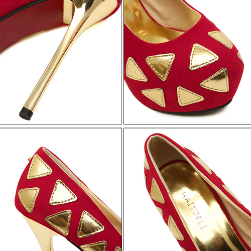 red triangle heels