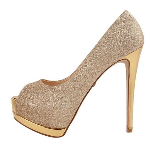 gold high heels open toe