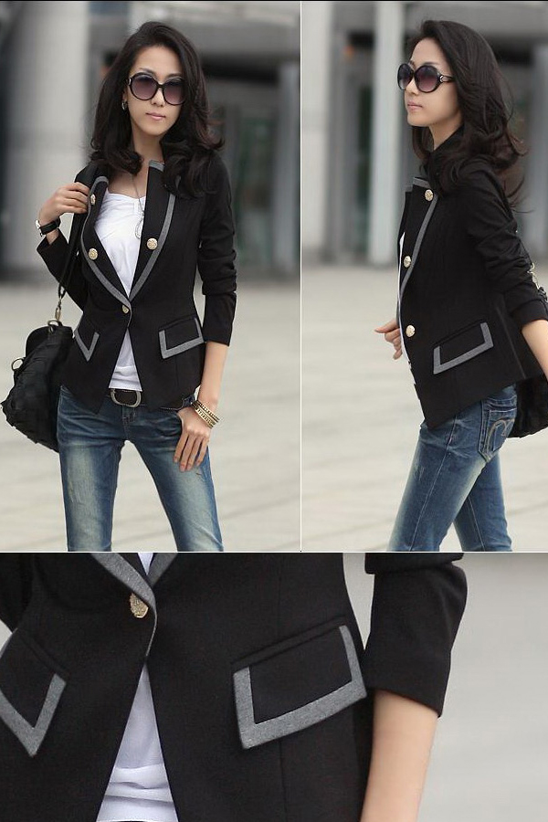 New Style Korean Blend Black Cotton Blazer_Blazer&Suits_Outerwear&Coats ...