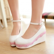 Fashion Round Toe Closed Wedges High Heel Ankle St