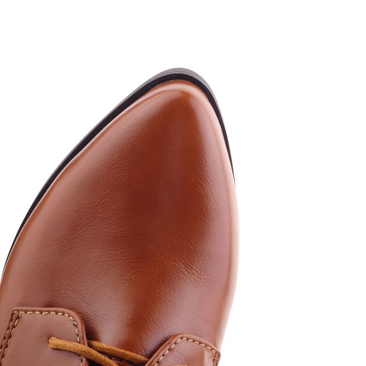 Fashion Pointed Toe Closed Chunky Mid Heel Basic Yellow PU Pumps_Pumps