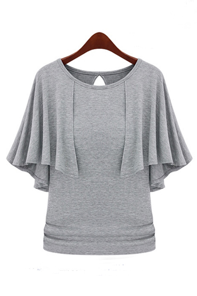 Home > Top > T-shirt > New Style O Neck Short Sleeve Solid Dark Grey