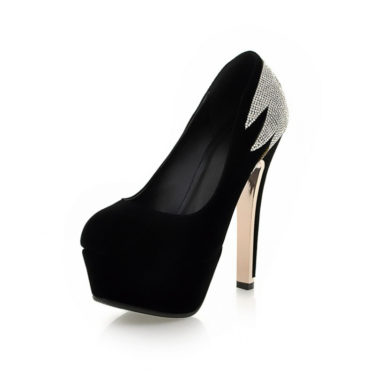 black round toe high heels