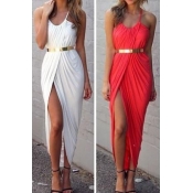 Sexy Bohemian V Neck Spaghetti Strap Asymmetrical 