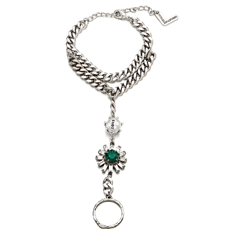 Fashion Green Gem Decorated Metal Bracelet_Bracelet_Jewellery ...
