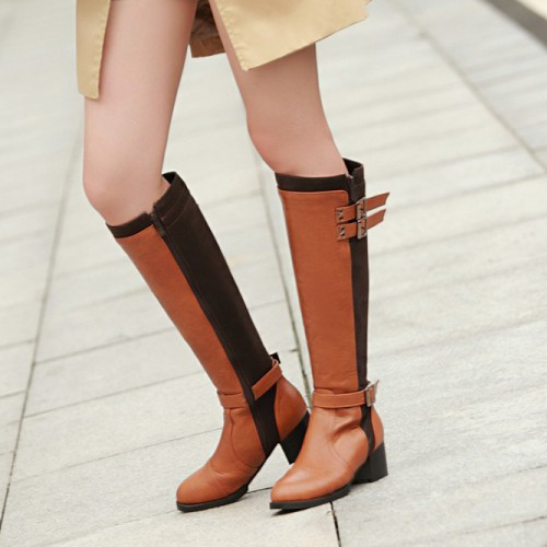 mid heel brown boots