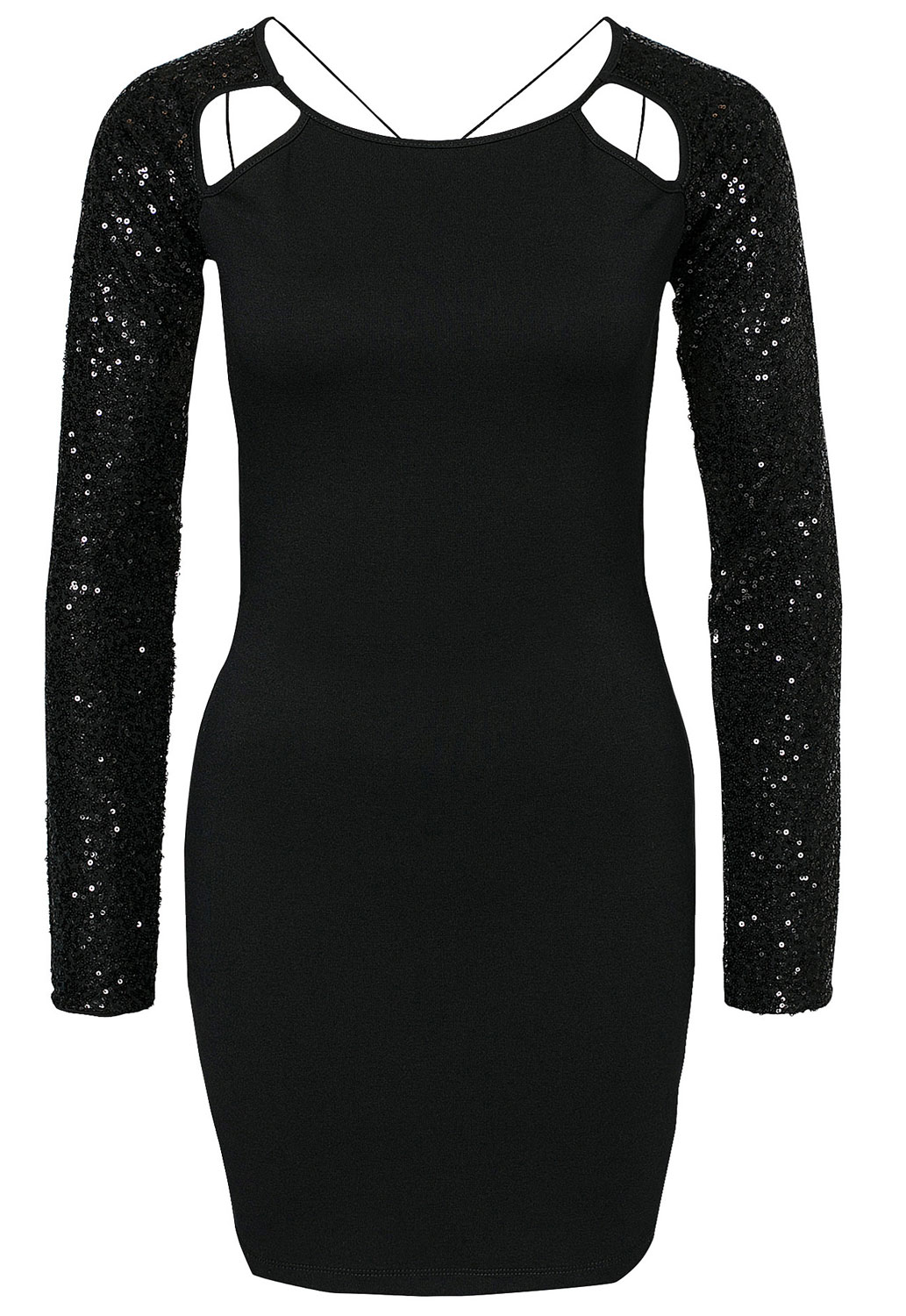 Cheap Sexy O Neck Long Sleeves Crossed Backless Sequined Patchwork