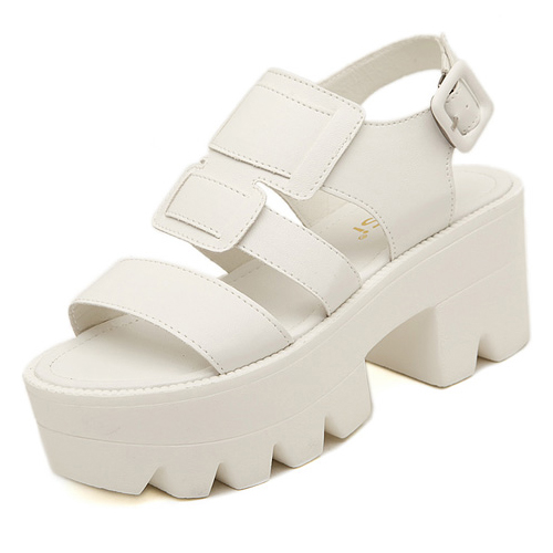 chunky white gladiator sandals