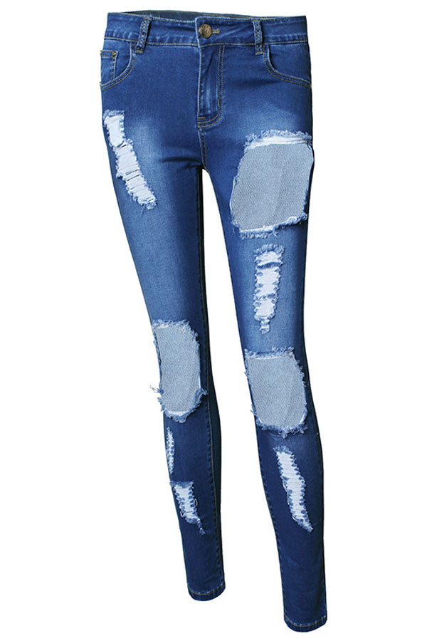 Broken Holes Lace Casual Jeans