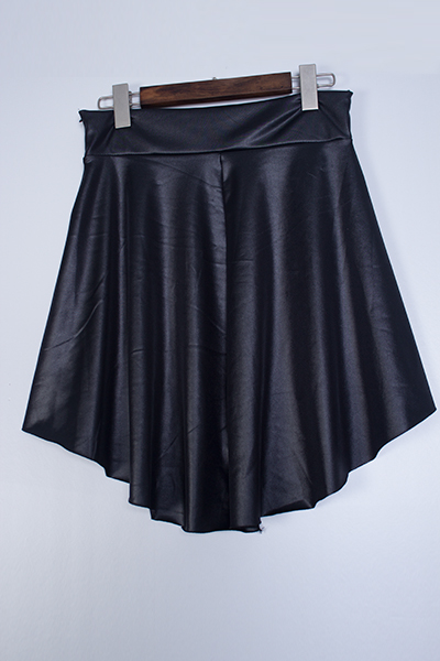 Fashion Asymmetrical Solid Black Faux Leather Mini Skirt_Skirts_Bottoms ...