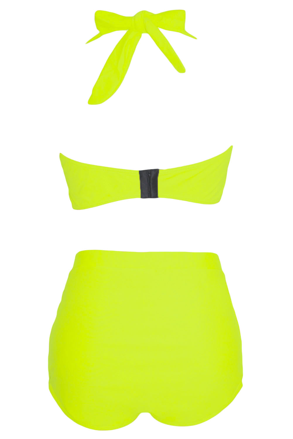 Sexy Halterneck HighWaisted Yellow Twopiece Swimsuit_Bikinis_Swimwear