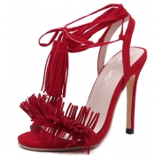 Stylish Lace-up Tassel Design Stiletto Super High 