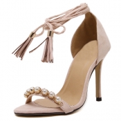 Stylish Open Toe Cross Lace-up Hollow-out Stiletto