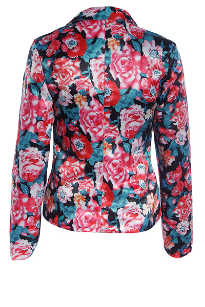 Stylish O Neck Long Sleeves Floral Print Spandex Suit Jacket_Coat ...