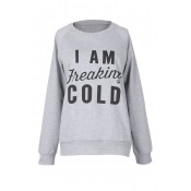 Poppoly I Am Freaking Cold Letter Printing Sweatsh