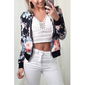 Ethnic Style Round Neck Long Sleeves Printed Black