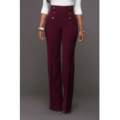 Trendy High Waist Double-breasted Decorative Wine 