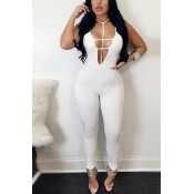 Sexy Sleeveless Hollow-out White Qmilch One-piece 