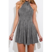 Velvet Sleeveless Mini Dresses