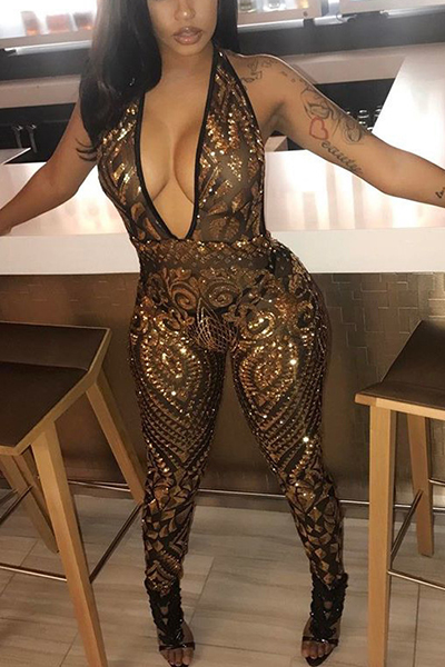 gold sequin one piece