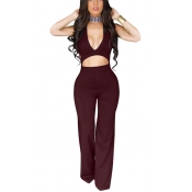 Healthy Fabric Solid Skinny Jumpsuits