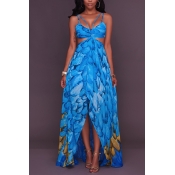 Chiffon Bohemian V Neck Spaghetti Strap Sleeveless