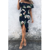 Polyester Bohemian Bateau Neck Off The Shoulder Sh