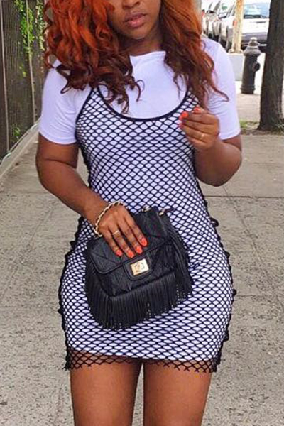 

Leisure Round Neck Short Sleeves Black Cotton Two-piece Skirt set