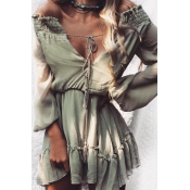 Chiffon Fashion Bateau Neck Long Sleeve A Line Min