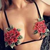 Sexy Embroidered Decoration Red Acrylic Bra