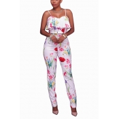 Stylish Rose Printed White Healthy Fabric Two-piec