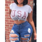 USA letter prined t shirt