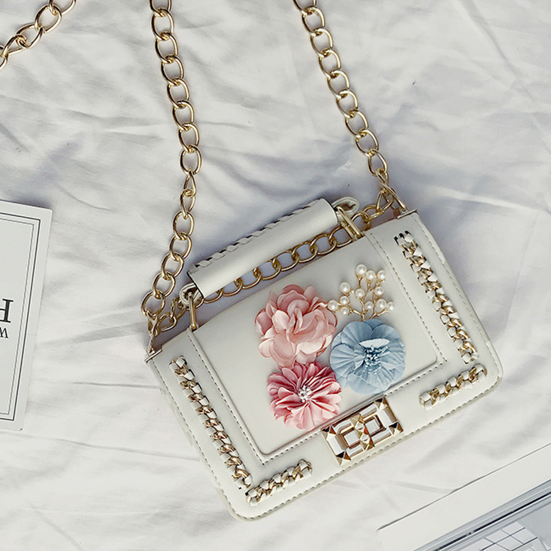 Stylish Flower Decorative White PU Crossbody Bag_Messenger Bag&Crossbody Bag_Bags_Accessories 