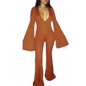 Polyester Solid Straight Jumpsuits