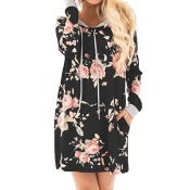 Always Be Floral Hooded Casual Mini Dress