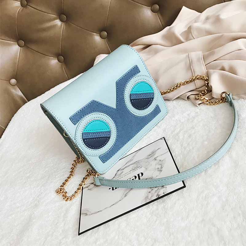 Fashion Patchwork Blue PU Crossbody Bags