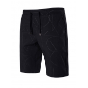 Leisure Mid Waist Black Polyester Shorts for men
