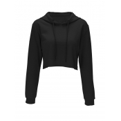 Leisure Long Sleeves Black Cotton Pullovers