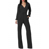 Euramerican V Neck Lace-up Black Milk Fiber One-pi